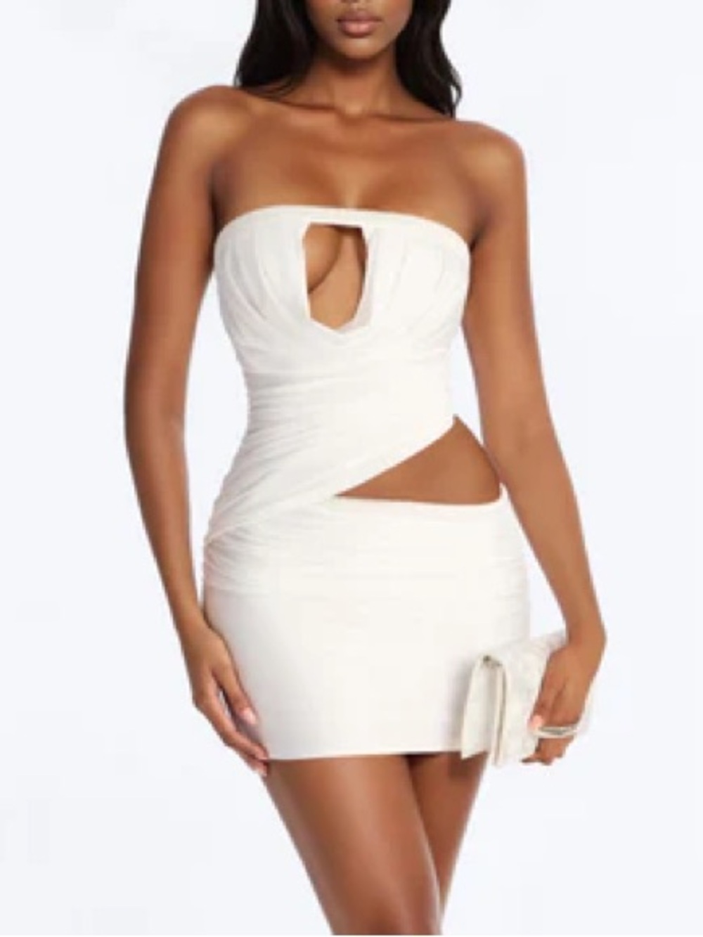 Fashion Nova Claire Cut Out Strapless Mini Dress - Cream